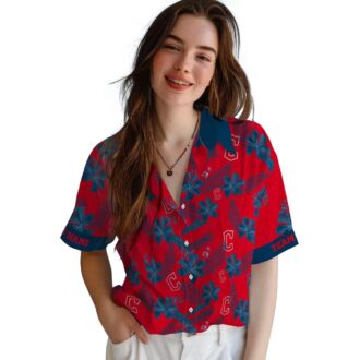 Personalized Cleveland Guardians MLB Hawaiian Shirt - Red Botanical Print Beach & Tailgate Shirt