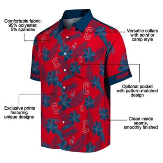 Personalized Cleveland Guardians MLB Hawaiian Shirt - Red Botanical Print Beach & Tailgate Shirt