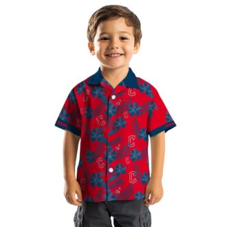 Personalized Cleveland Guardians MLB Hawaiian Shirt - Red Botanical Print Beach & Tailgate Shirt