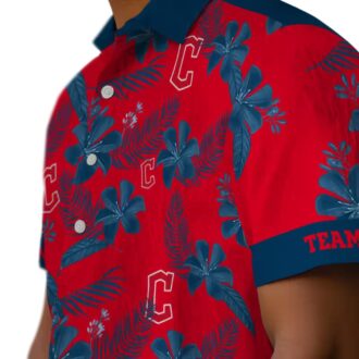 Personalized Cleveland Guardians MLB Hawaiian Shirt - Red Botanical Print Beach & Tailgate Shirt