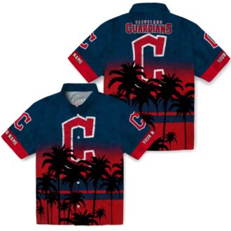 Sunset Pattern Cleveland Guardians Hawaiian Shirt - Navy Blue MLB Team Summer Shirt