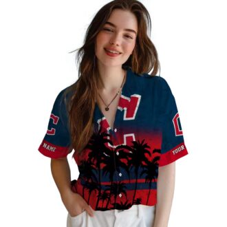 Sunset Pattern Cleveland Guardians Hawaiian Shirt - Navy Blue MLB Team Summer Shirt