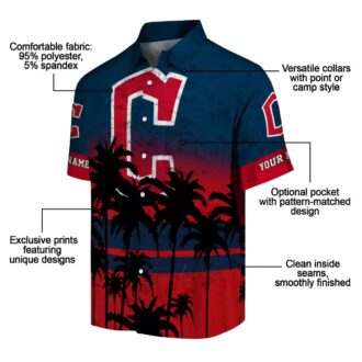 Sunset Pattern Cleveland Guardians Hawaiian Shirt - Navy Blue MLB Team Summer Shirt