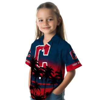 Sunset Pattern Cleveland Guardians Hawaiian Shirt - Navy Blue MLB Team Summer Shirt