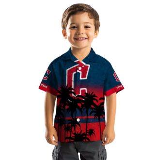 Sunset Pattern Cleveland Guardians Hawaiian Shirt - Navy Blue MLB Team Summer Shirt