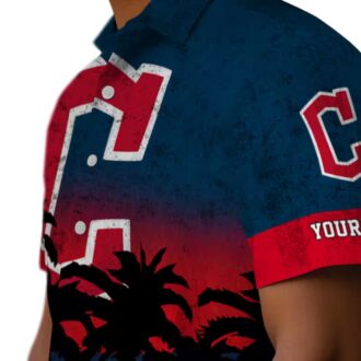 Sunset Pattern Cleveland Guardians Hawaiian Shirt - Navy Blue MLB Team Summer Shirt