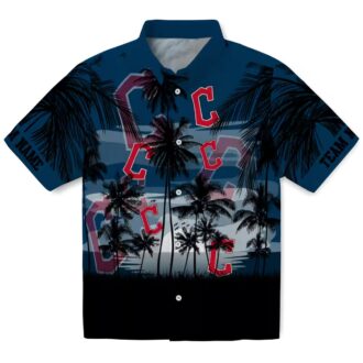 Sunset Scene Cleveland Guardians Hawaiian Shirt - Custom MLB Fan Summer Beach Shirt