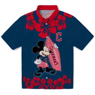 Surfing Mickey Cleveland Guardians Tropical Hawaiian Shirt - MLB Summer Fan Apparel