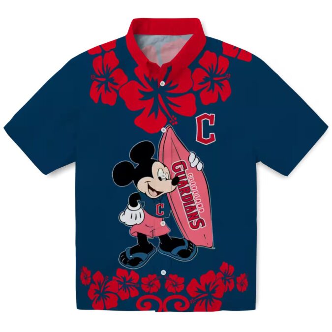 Surfing Mickey Cleveland Guardians Tropical Hawaiian Shirt - MLB Summer Fan Apparel
