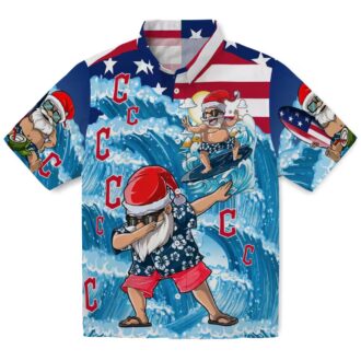Surfing Santa Cleveland Guardians Hawaiian Shirt - Holiday Beach Fan Apparel