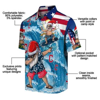Surfing Santa Cleveland Guardians Hawaiian Shirt - Holiday Beach Fan Apparel