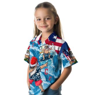 Surfing Santa Cleveland Guardians Hawaiian Shirt - Holiday Beach Fan Apparel