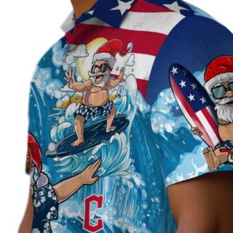 Surfing Santa Cleveland Guardians Hawaiian Shirt - Holiday Beach Fan Apparel