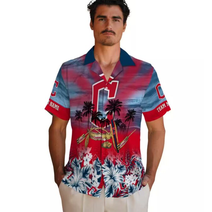 Tropical Cleveland Guardians Hawaiian Shirt for Fans - Personalized Navy Blue MLB Shirt