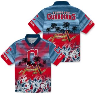 Tropical Cleveland Guardians Hawaiian Shirt for Fans - Personalized Navy Blue MLB Shirt