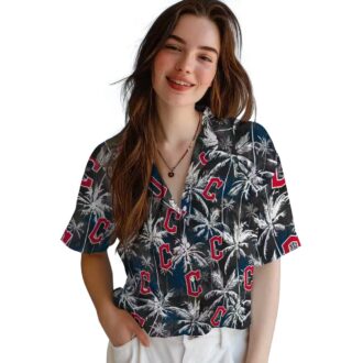 Tropical Palm Pattern Cleveland Guardians Hawaiian Shirt - Lightweight MLB Fan Apparel