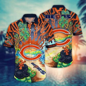 Best Chicago Bears Hawaiian Shirt for NFL Fans - Vintage Tropical Aloha Summer Style