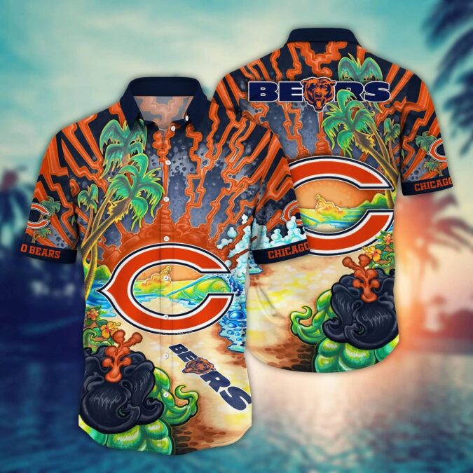 Best Chicago Bears Hawaiian Shirt for NFL Fans - Vintage Tropical Aloha Summer Style
