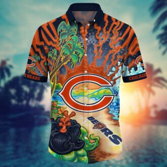 Best Chicago Bears Hawaiian Shirt for NFL Fans - Vintage Tropical Aloha Summer Style