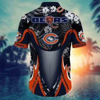 Bold Chicago Bears Gradient & Flower Hawaiian Shirt - Vintage NFL Summer Vacation Outfit
