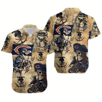 Chicago Bears Pirates Skull Hawaiian Shirt - NFL Tailgate Party Gear 2025
