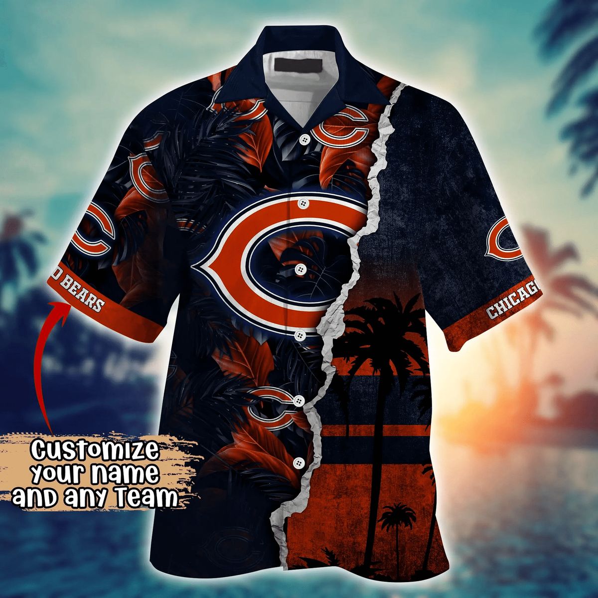 Custom Chicago Bears Aloha Hawaiian Shirt for Men - NFL Summer Vacation Fan Outfit 2025