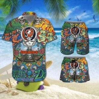 Men's Chicago Bears Grateful Dead Hawaiian Shirt and Shorts Set - Summer 2025 Fan Outfit