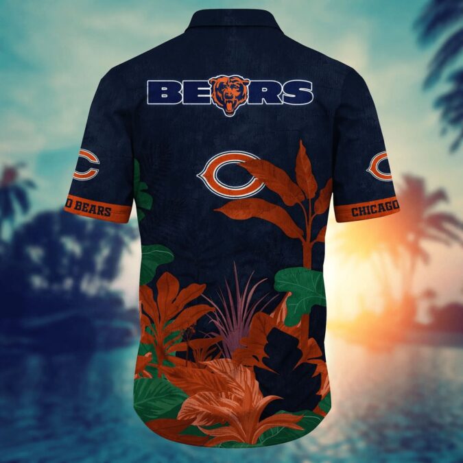 Minimalist NFL Chicago Bears Navy Aloha Shirt - Palm Leaf and Logo Print for Football Fans