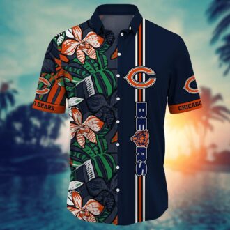 Shop Chicago Bears Summer Stripe Luau Shirt with Floral Print - Game Day & Vacation Style