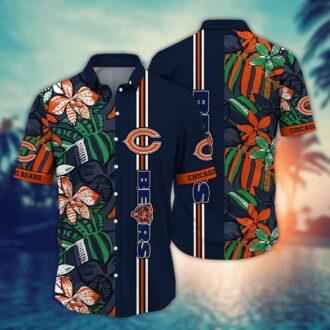 Shop Chicago Bears Summer Stripe Luau Shirt with Floral Print - Game Day & Vacation Style