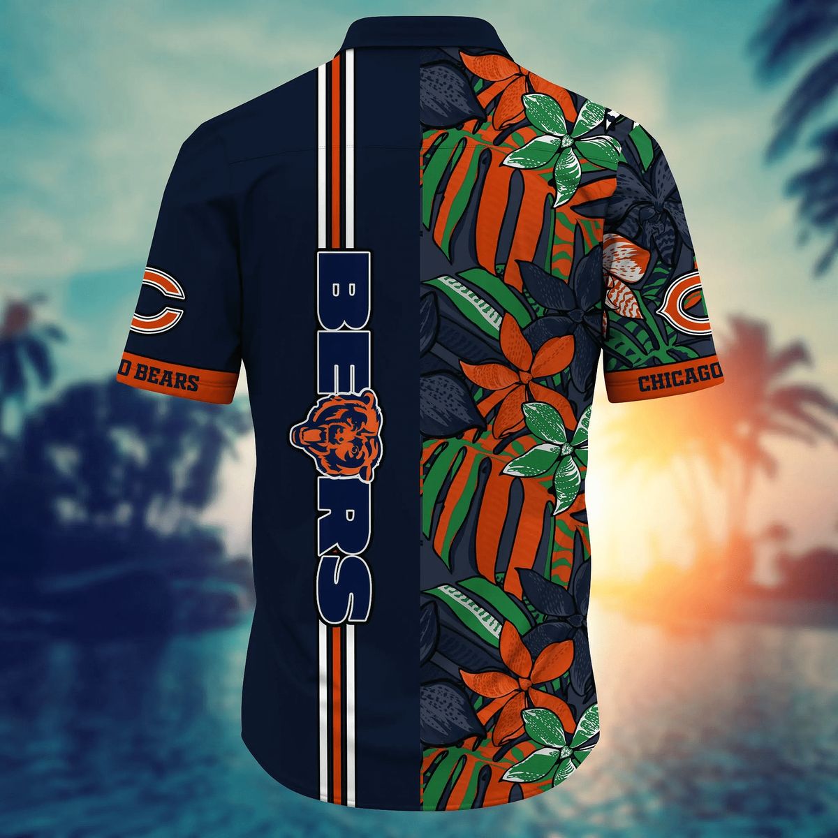 Shop Chicago Bears Summer Stripe Luau Shirt with Floral Print - Game Day & Vacation Style