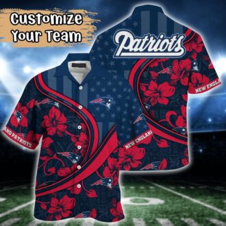 Custom New England Patriots USA Flag Hawaiian Shirt - Summer Football Aloha Wear