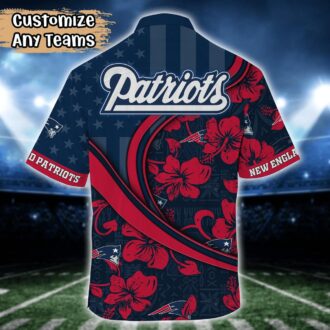 Custom New England Patriots USA Flag Hawaiian Shirt - Summer Football Aloha Wear