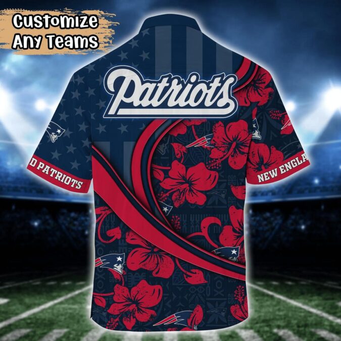 Custom New England Patriots USA Flag Hawaiian Shirt - Summer Football Aloha Wear