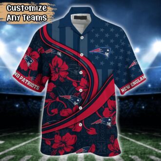 Custom New England Patriots USA Flag Hawaiian Shirt - Summer Football Aloha Wear