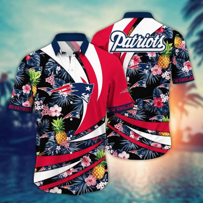 New England Patriots Aloha Shirt with Pineapple & Hibiscus Print - Game Day & Water Sports Outfit 2025
