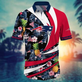 New England Patriots Aloha Shirt with Pineapple & Hibiscus Print - Game Day & Water Sports Outfit 2025
