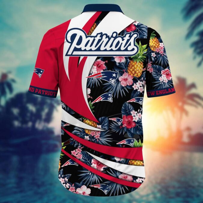 New England Patriots Aloha Shirt with Pineapple & Hibiscus Print - Game Day & Water Sports Outfit 2025
