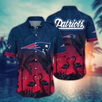 New England Patriots Black Flamingos and Palm Leaves Aloha Shirt - Tropical NFL Game Day Outfit for Loyal Fans