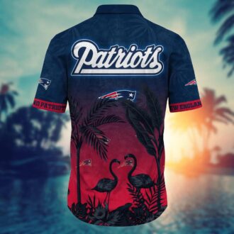 New England Patriots Black Flamingos and Palm Leaves Aloha Shirt - Tropical NFL Game Day Outfit for Loyal Fans