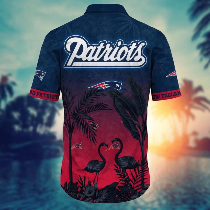 New England Patriots Black Flamingos and Palm Leaves Aloha Shirt - Tropical NFL Game Day Outfit for Loyal Fans