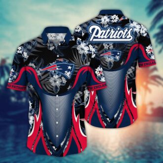 New England Patriots Sport Stripe Aloha Shirt - Tropical Game Day Outfit for True NFL Fans USA