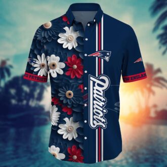 NFL New England Patriots Tropical Shirt - 3D Floral Aloha Look for Tailgate and Travel Fans