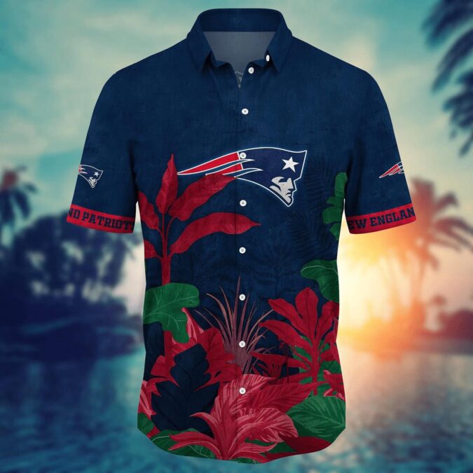 Stylish Patriots Hawaiian Shirt for Men and Women with Red and Green Botanical Pattern