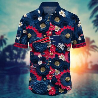 Trending New England Patriots NFL Hawaiian Shirt - Red Navy 3D Floral Fan Outfit for Tailgate & Beachwear