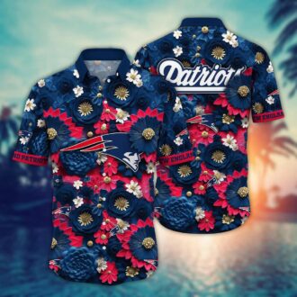 Trending New England Patriots NFL Hawaiian Shirt - Red Navy 3D Floral Fan Outfit for Tailgate & Beachwear