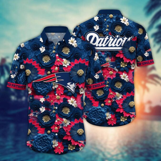 Trending New England Patriots NFL Hawaiian Shirt - Red Navy 3D Floral Fan Outfit for Tailgate & Beachwear