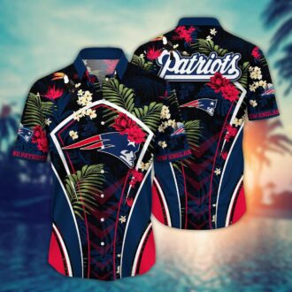 Tropical NFL New England Patriots Hawaiian Shirt with Hibiscus & Toucan for Game Day & Beach