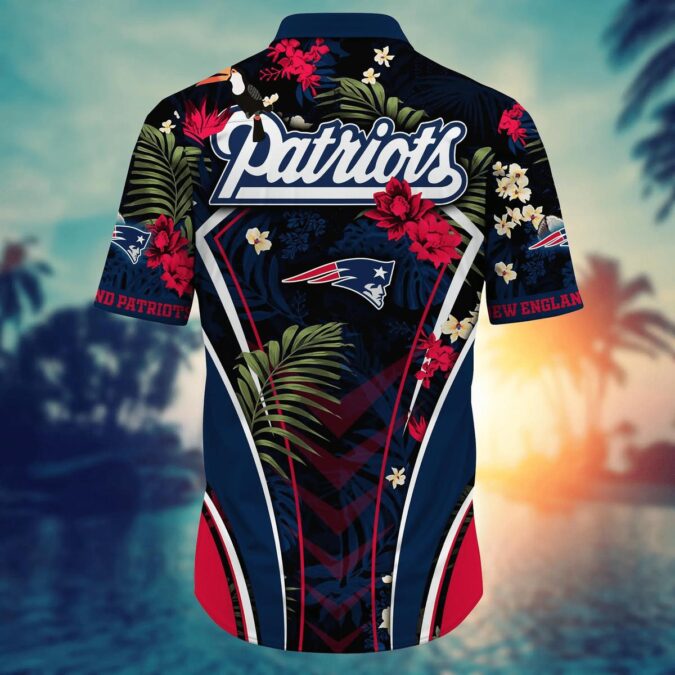 Tropical NFL New England Patriots Hawaiian Shirt with Hibiscus & Toucan for Game Day & Beach