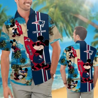 Custom Patriots Hawaiian Shirt for Game Day - Mickey Beach Theme Button Up for Summer 2025